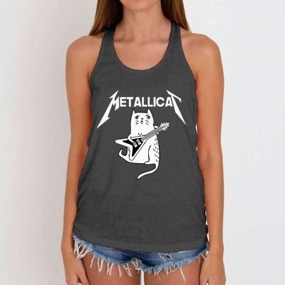 Mettalicat Rock Band Guitar Funny Christmas Gift Women's Knotted Racerback Tank