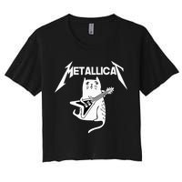 Mettalicat Rock Band Guitar Funny Christmas Gift Women's Crop Top Tee