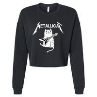 Mettalicat Rock Band Guitar Funny Christmas Gift Cropped Pullover Crew