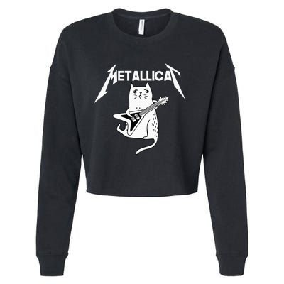 Mettalicat Rock Band Guitar Funny Christmas Gift Cropped Pullover Crew