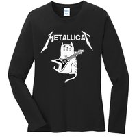 Mettalicat Rock Band Guitar Funny Christmas Gift Ladies Long Sleeve Shirt