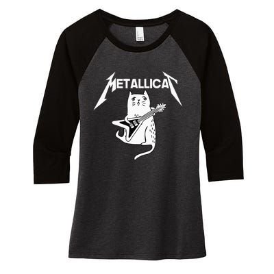 Mettalicat Rock Band Guitar Funny Christmas Gift Women's Tri-Blend 3/4-Sleeve Raglan Shirt