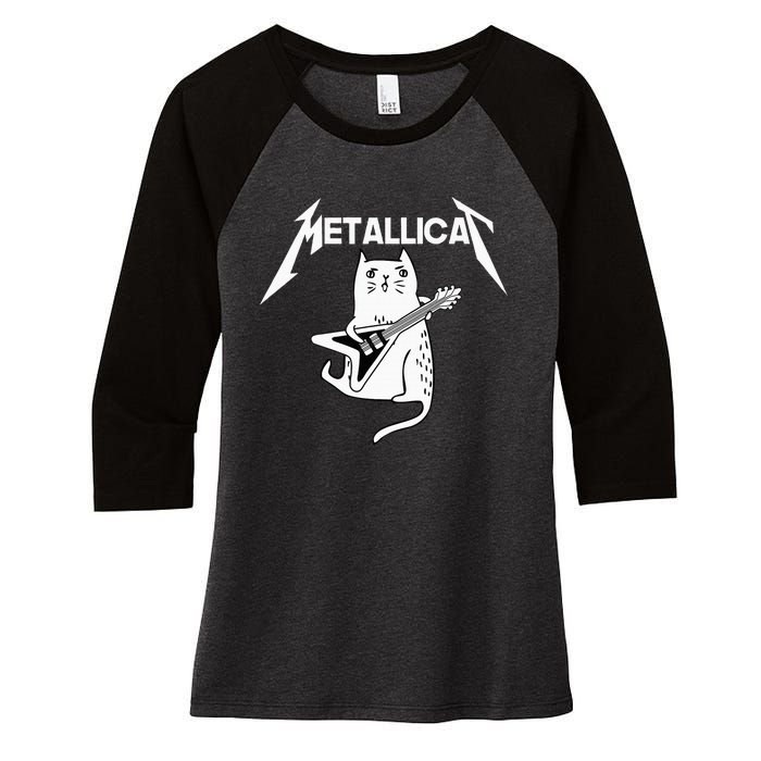 Mettalicat Rock Band Guitar Funny Christmas Gift Women's Tri-Blend 3/4-Sleeve Raglan Shirt