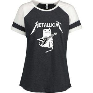 Mettalicat Rock Band Guitar Funny Christmas Gift Enza Ladies Jersey Colorblock Tee