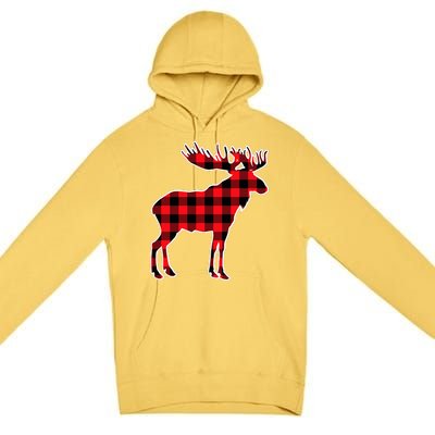 Moose Red Buffalo Plaid Matching Pajama Family Gift Premium Pullover Hoodie