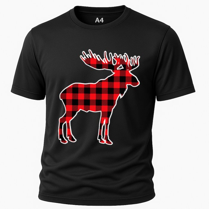 Moose Red Buffalo Plaid Matching Pajama Family Gift Cooling Performance Crew T-Shirt