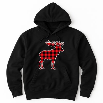 Moose Red Buffalo Plaid Matching Pajama Family Gift Hoodie