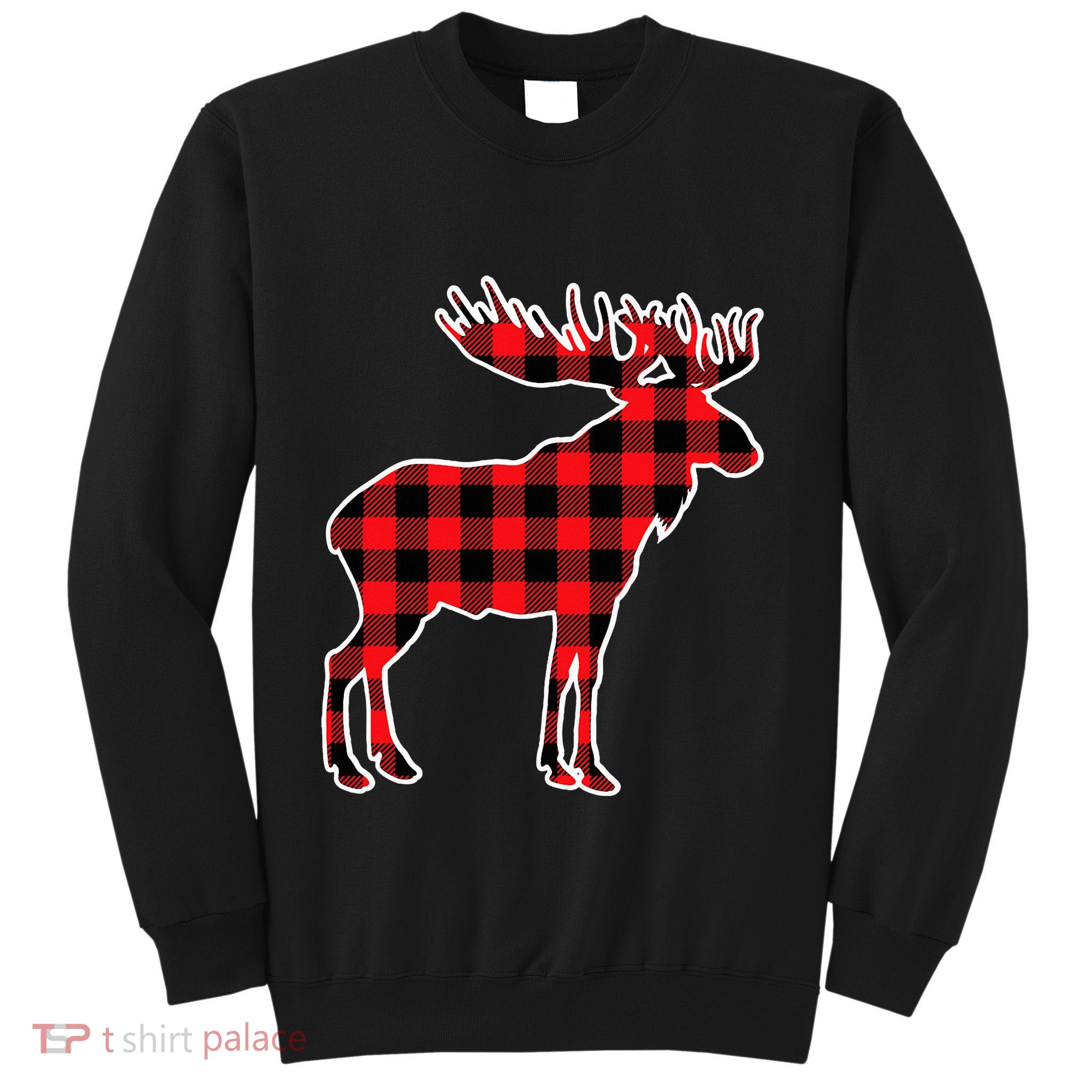 Moose Red Buffalo Plaid Matching Pajama Family Gift Sweatshirt