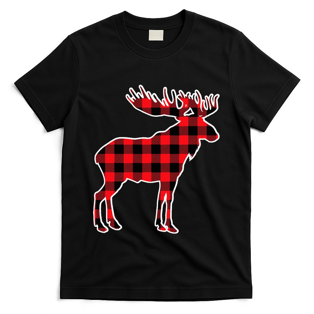 Moose Red Buffalo Plaid Matching Pajama Family Gift T-Shirt