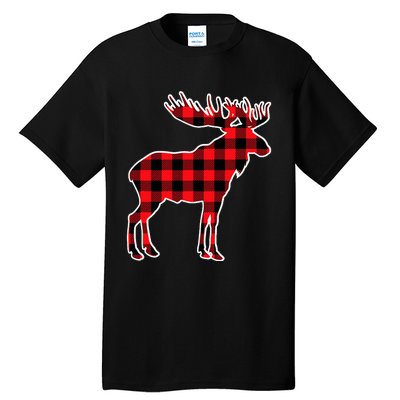 Moose Red Buffalo Plaid Matching Pajama Family Gift Tall T-Shirt