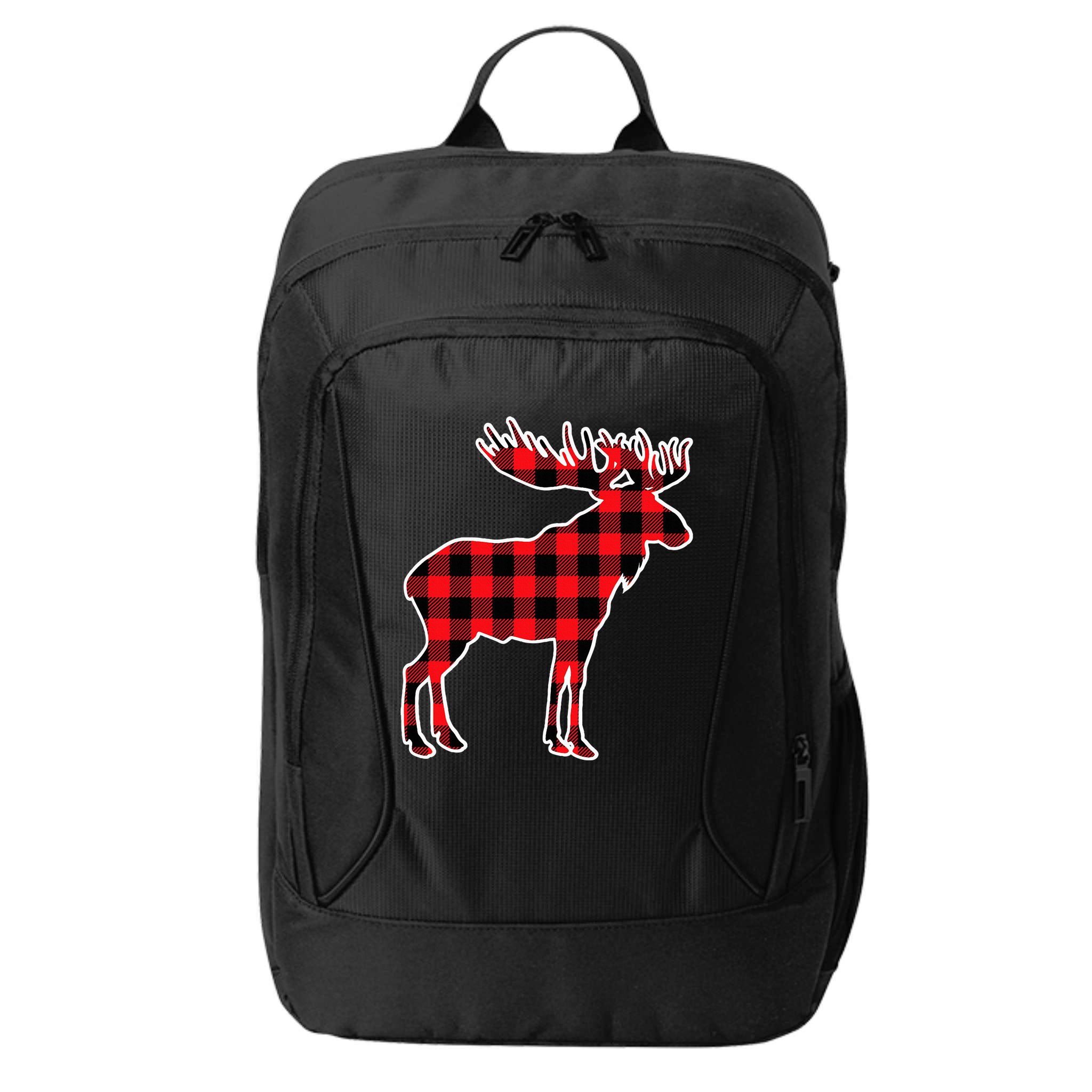 Moose Red Buffalo Plaid Matching Pajama Family Gift City Backpack
