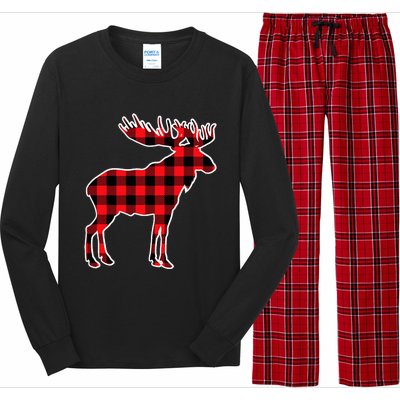 Moose Red Buffalo Plaid Matching Pajama Family Gift Long Sleeve Pajama Set