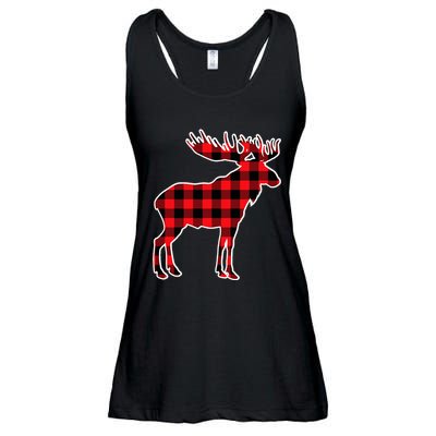 Moose Red Buffalo Plaid Matching Pajama Family Gift Ladies Essential Flowy Tank