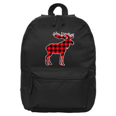 Moose Red Buffalo Plaid Matching Pajama Family Gift 16 in Basic Backpack