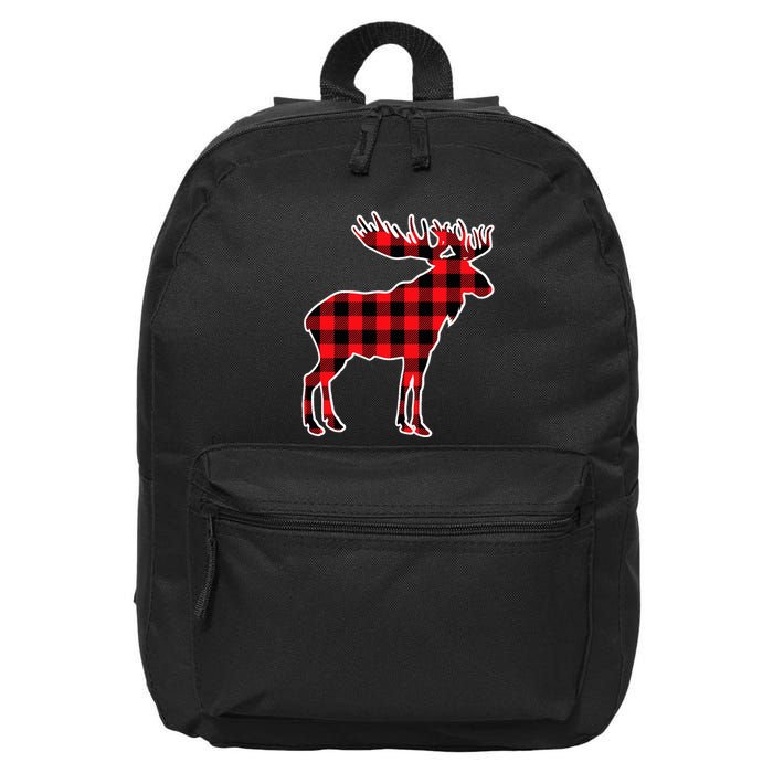 Moose Red Buffalo Plaid Matching Pajama Family Gift 16 in Basic Backpack