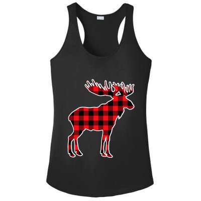 Moose Red Buffalo Plaid Matching Pajama Family Gift Ladies PosiCharge Competitor Racerback Tank