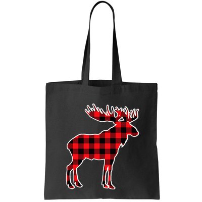 Moose Red Buffalo Plaid Matching Pajama Family Gift Bag