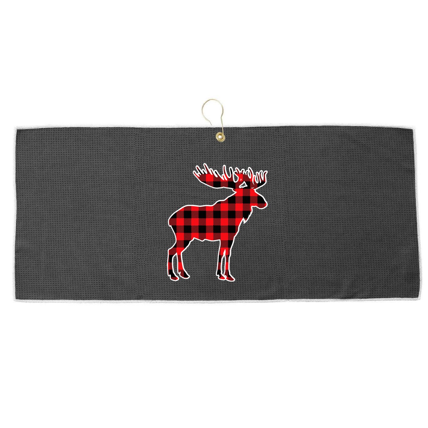 Moose Red Buffalo Plaid Matching Pajama Family Gift Large Microfiber Waffle Golf Towel