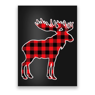 Moose Red Buffalo Plaid Matching Pajama Family Gift Poster