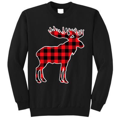 Moose Red Buffalo Plaid Matching Pajama Family Gift Tall Sweatshirt