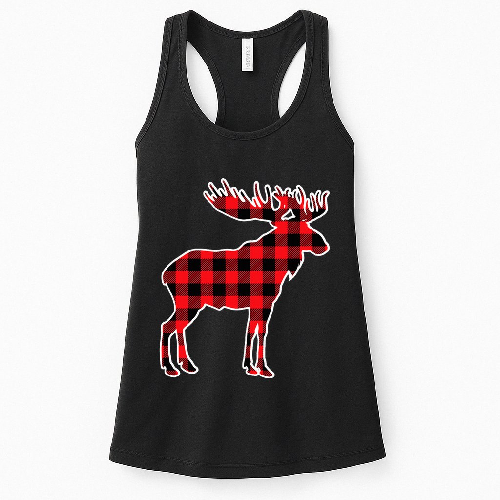 Moose Red Buffalo Plaid Matching Pajama Family Gift Womens Tank Top