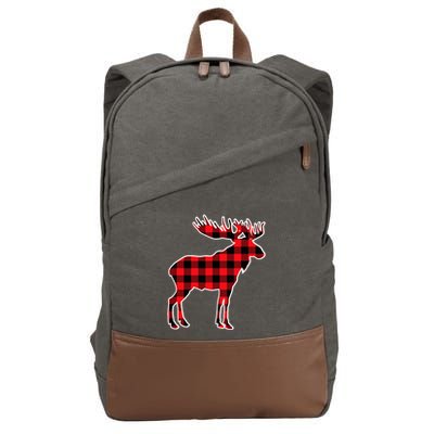 Moose Red Buffalo Plaid Matching Pajama Family Gift Cotton Canvas Backpack