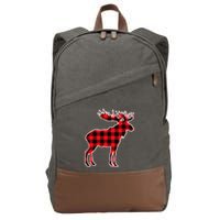 Moose Red Buffalo Plaid Matching Pajama Family Gift Cotton Canvas Backpack
