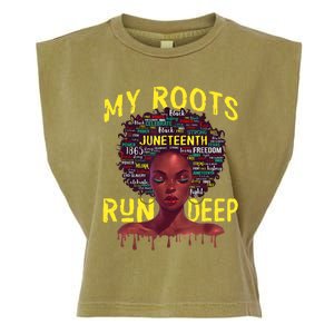 My Roots Black Women Run Deep Juneteenth Garment-Dyed Women's Muscle Tee