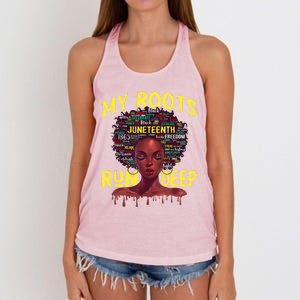 My Roots Black Women Run Deep Juneteenth Women's Knotted Racerback Tank