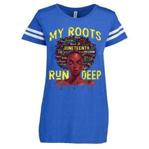 My Roots Black Women Run Deep Juneteenth Enza Ladies Jersey Football T-Shirt