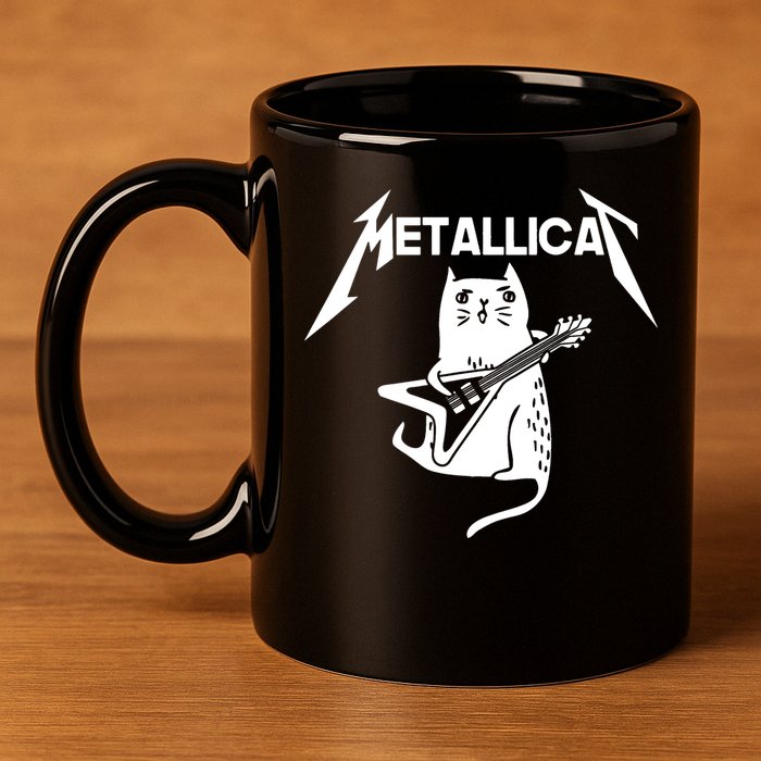 Metallicat Rock Band Guitar 11oz C Handle Ceramic Mug
