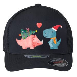 Merry Rexmas Cute Christmas Dinosaur Winter Holiday Funny Gift Flexfit Unipanel Trucker Cap