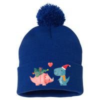 Merry Rexmas Cute Christmas Dinosaur Winter Holiday Funny Gift Pom Pom 12in Knit Beanie