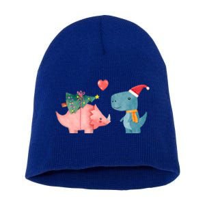 Merry Rexmas Cute Christmas Dinosaur Winter Holiday Funny Gift Short Acrylic Beanie