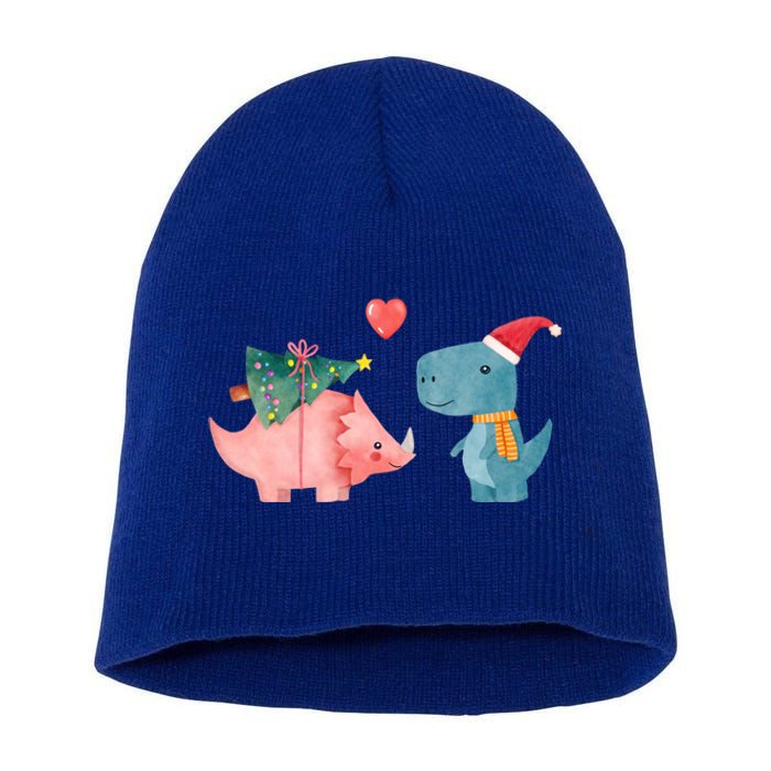 Merry Rexmas Cute Christmas Dinosaur Winter Holiday Funny Gift Short Acrylic Beanie