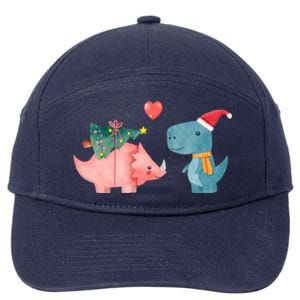 Merry Rexmas Cute Christmas Dinosaur Winter Holiday Funny Gift 7-Panel Snapback Hat