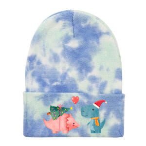 Merry Rexmas Cute Christmas Dinosaur Winter Holiday Funny Gift Tie Dye 12in Knit Beanie