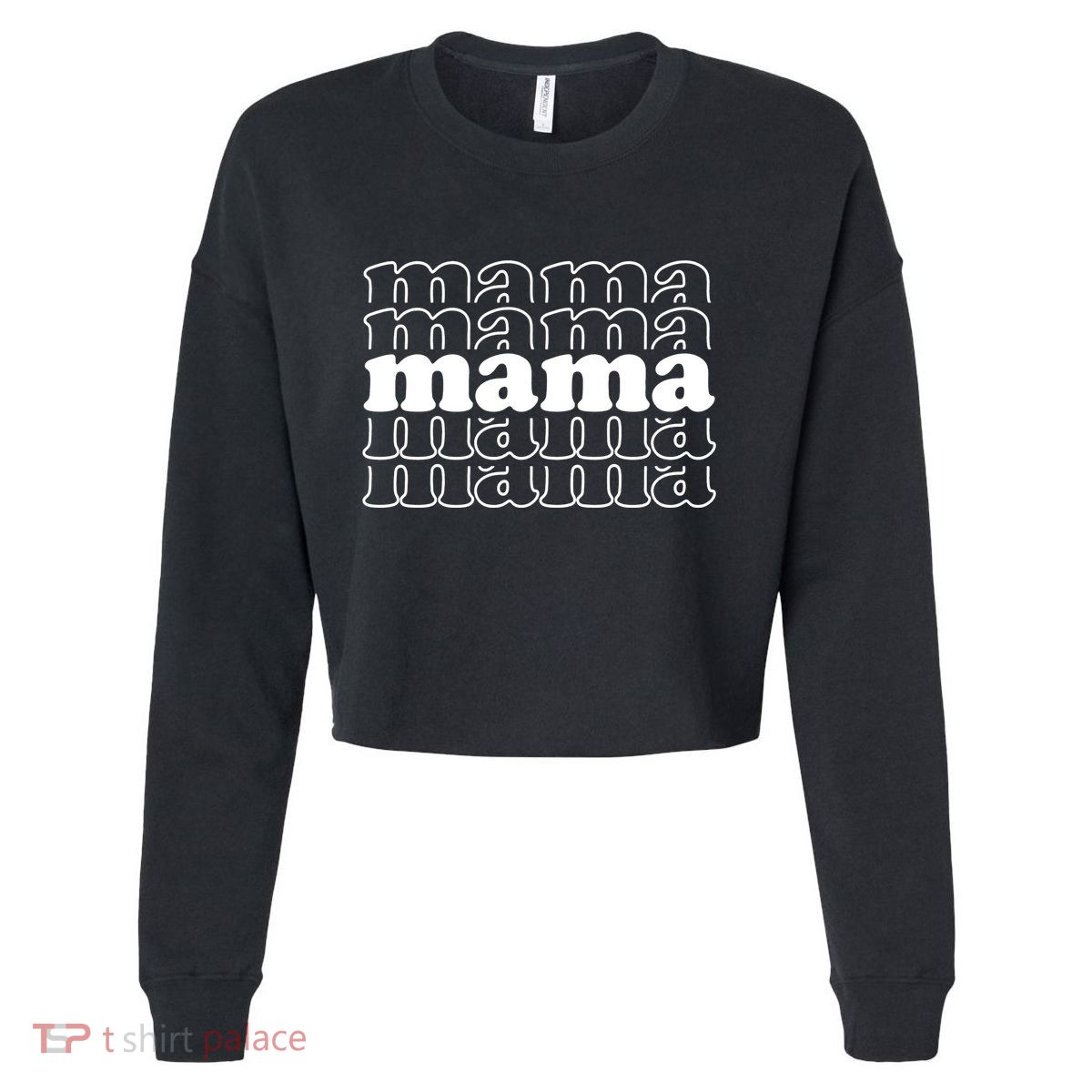 Mama Retro Cute Gift For Her Cropped Pullover Crew