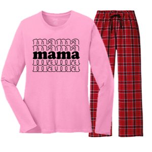 Mama Retro Cute Gift For Her Women's Long Sleeve Flannel Pajama Set 