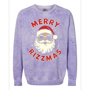 Merry Rizzmas Christmas Rizz Cool Santa Sunglasses Xmas Pjs Colorblast Crewneck Sweatshirt