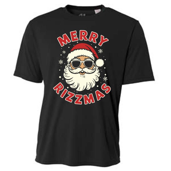 Merry Rizzmas Christmas Rizz Cool Santa Sunglasses Xmas Pjs Cooling Performance Crew T-Shirt