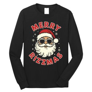 Merry Rizzmas Christmas Rizz Cool Santa Sunglasses Xmas Pjs Long Sleeve Shirt