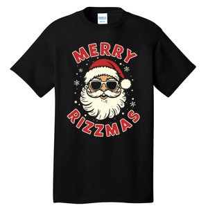 Merry Rizzmas Christmas Rizz Cool Santa Sunglasses Xmas Pjs Tall T-Shirt