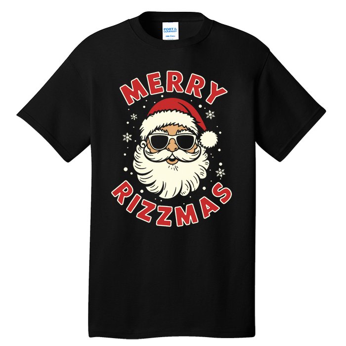 Merry Rizzmas Christmas Rizz Cool Santa Sunglasses Xmas Pjs Tall T-Shirt