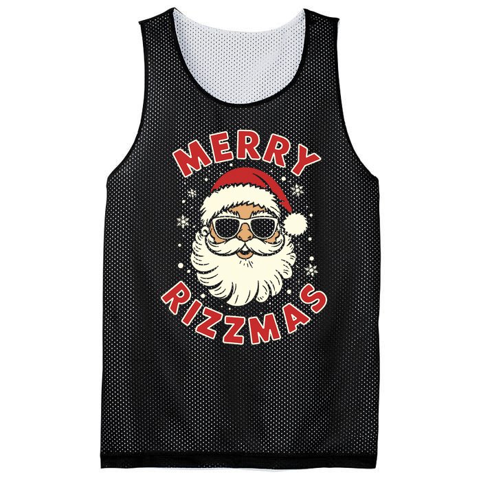 Merry Rizzmas Christmas Rizz Cool Santa Sunglasses Xmas Pjs Mesh Reversible Basketball Jersey Tank