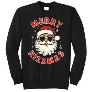 Merry Rizzmas Christmas Rizz Cool Santa Sunglasses Xmas Pjs Tall Sweatshirt