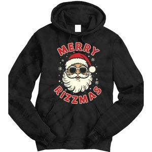 Merry Rizzmas Christmas Rizz Cool Santa Sunglasses Xmas Pjs Tie Dye Hoodie