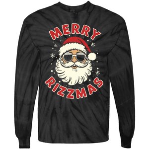 Merry Rizzmas Christmas Rizz Cool Santa Sunglasses Xmas Pjs Tie-Dye Long Sleeve Shirt