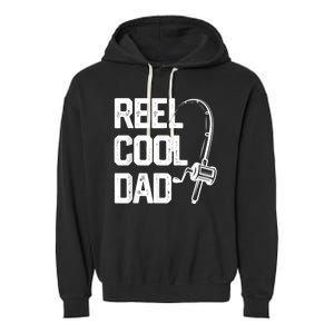 Men Reel Cool Dad Fishing Daddy Fathers Day Gift Garment-Dyed Fleece Hoodie