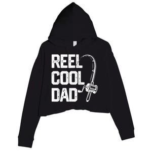 Men Reel Cool Dad Fishing Daddy Fathers Day Gift Crop Fleece Hoodie